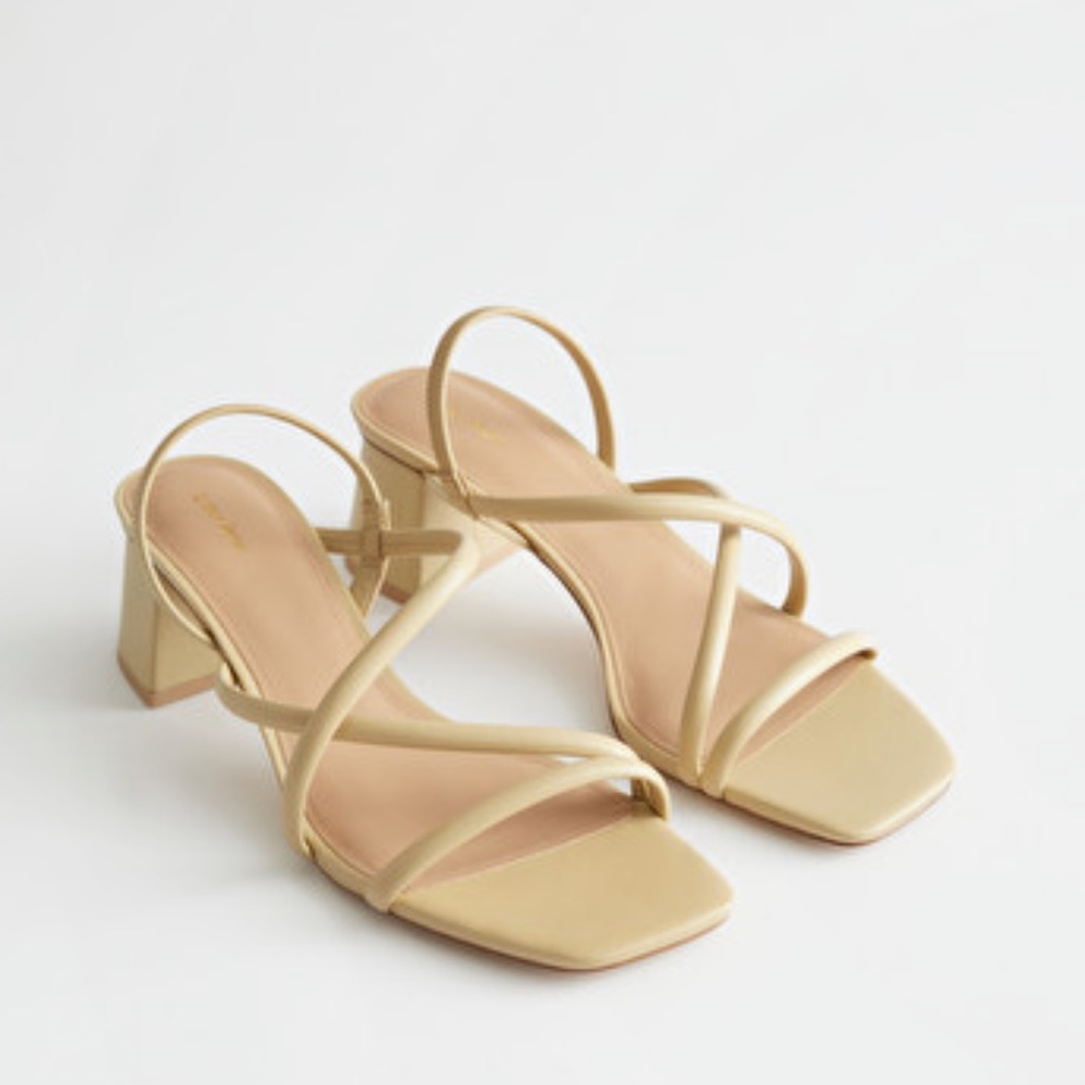 & Other Stories Chunky Strap Heeled Leather Sandals